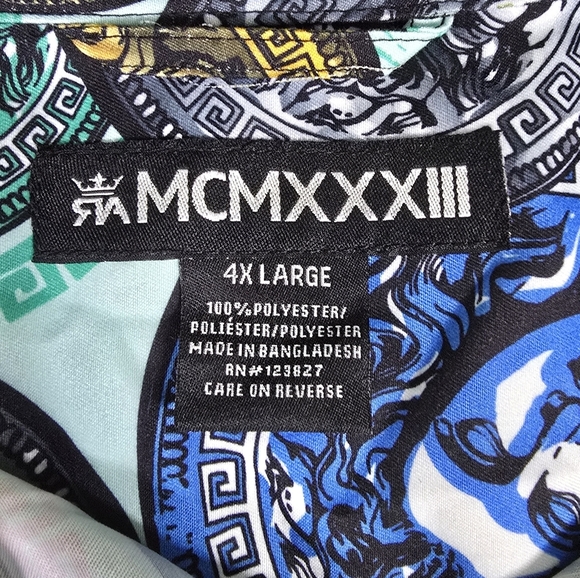 Red Ape | MCMXXXIII Medusa Coin Flip Button Down Mens Shirt - Plus SIZE 4x - Picture 7 of 16